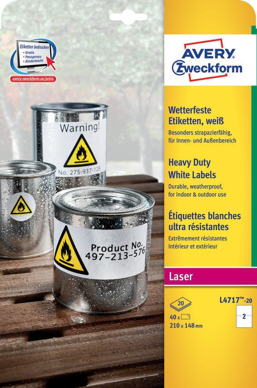 Avery Zweckform Resistant a Intemperie Folienetiketten 210,0 X 148,0MM — image 1