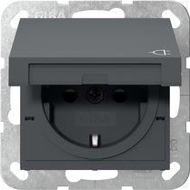 Gira 441428 Schuko-toma Power Up With Klappd. + Safetyplus SYST.55 Antracita