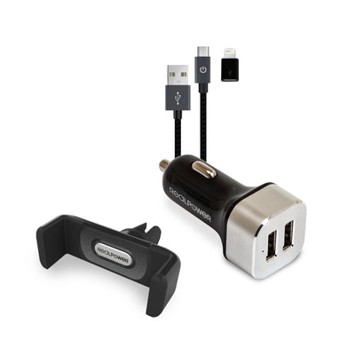 Realpower 168182 Charger Dispositivo Mobile Phone Auto Black Silver — image 1