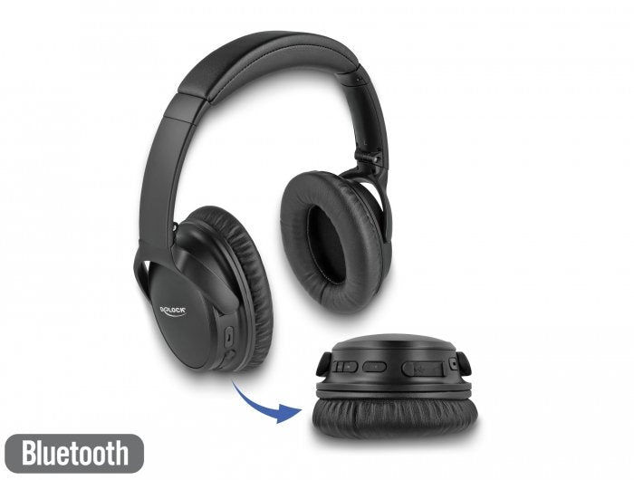 Delock 27181 Headphones Bluetooth 5.0 Sobre Or Ído Plegables With Microphone Integrado And Bass Intensos, With