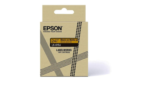 Epson Labelworks LK-6YBJ Black Sobre Yellow Matte Roll (2 4CM X 8M) 1 Cinta(s) Box Colgar Cartridge Tape Label — image 1