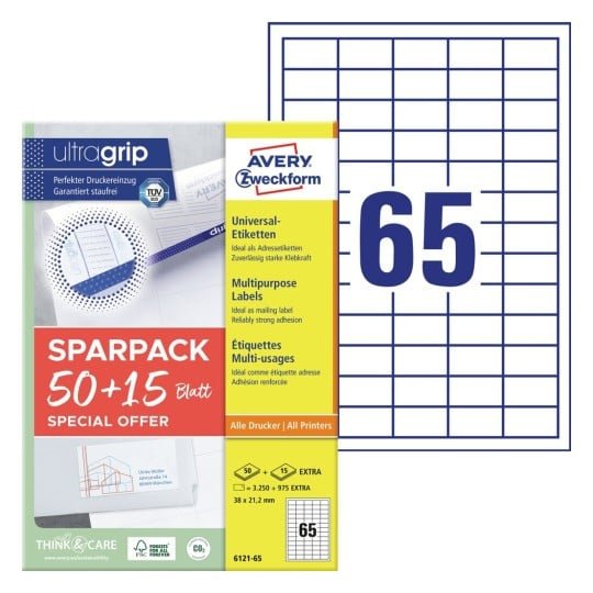 Avery Zweckform Labels 38,0 X 21,2MM, White
