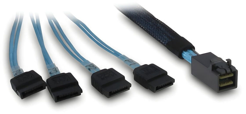 Cable Inter-tech Sff 8643 4X SATA Black/Blue 0,7 Metres Cruzado 88885670