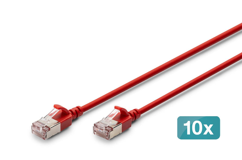 Digitus Network Cable CAT.6A F/FTP Slim 5M Rojo 10 Unidades