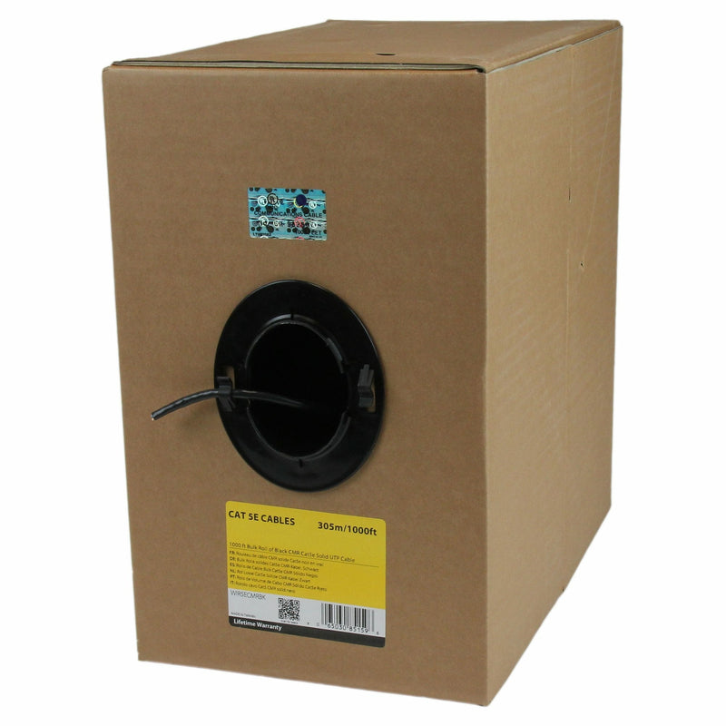 StarTech.com 1000 Ft Bulk Roll Of Black Cmr CAT.5E Solid UTP Riser Cable CAT.5E Riser Cable CAT.5E Cmr Etherne
