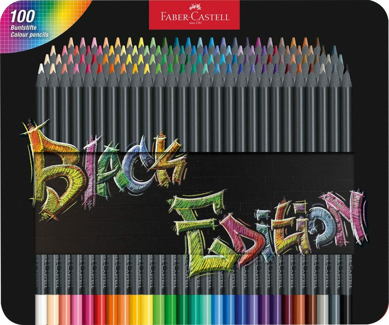 Faber Castell Pencils Colours Black Edition Box Metal 100 Surtidos