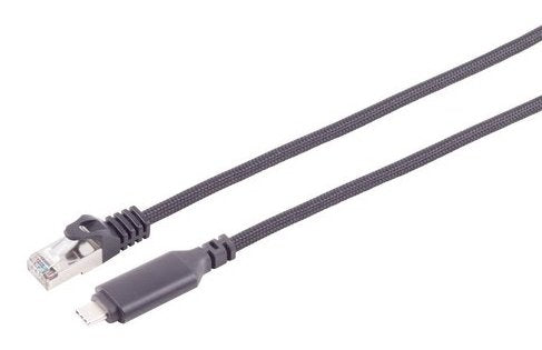 S-impuls USB-C LAN Cable Adapter 1G, RJ45, Alu, Black 7,5M