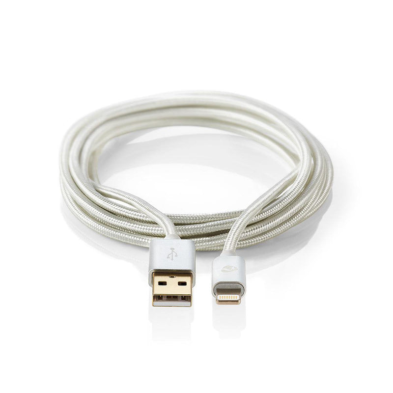 Nedis USB Cable USB 2.0 Apple Lightning 8-PIN USB-A Connector Male 480Mbps Chapado Oro 3.00M Round Trenzado /