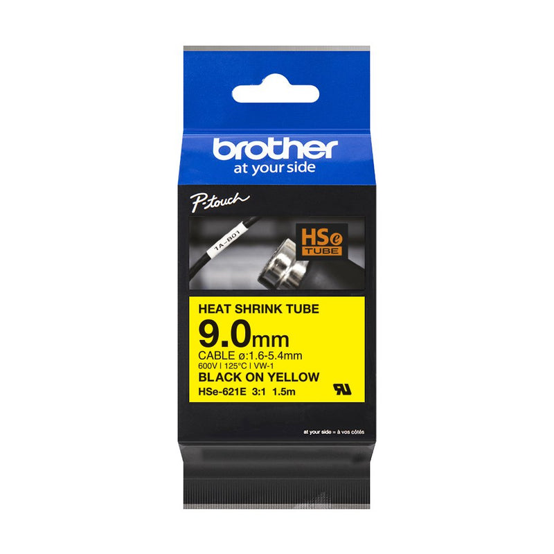 Brother HSE-621E Black Sobre Yellow Roll (0 9CM X 1 5M) 1 Cinta(s) Box Colgar Tape Tubo Termorretráctil P-touc