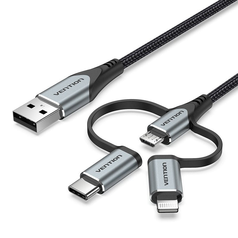 Vention USB Cable Type-c Cqjhf USB Male USB Type-c Male Microusb Male Lightning Male 1M Grey