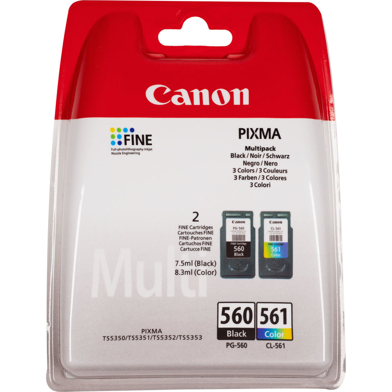 Canon Genuine Ink PG-560 + CL-561 Multipack Black Tricolor