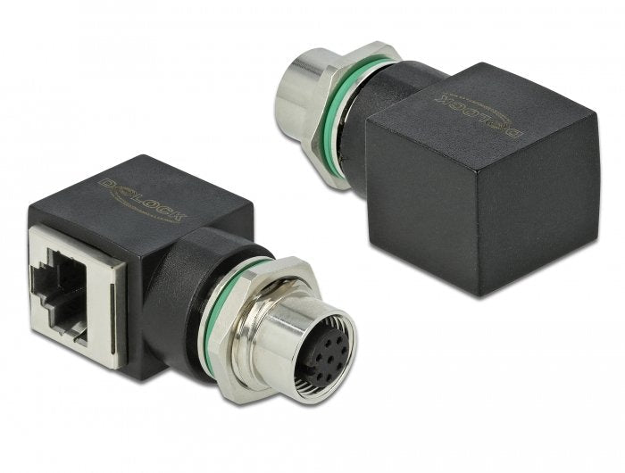 Delock Adapter Network M12 A-kodiert 8 Pin Connector Female a RJ45 Connector Female