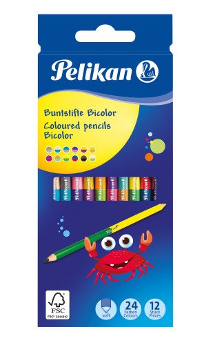 Pelikan Pencils Colours Wood Bicolor BRB12LN 24F Box Of 12 Pliegues