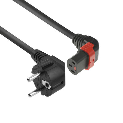 Powercord Schuko Cee 7 Male (angled) - C13 IEC Lock (up Angled) Black 3M, EL456S — image 1