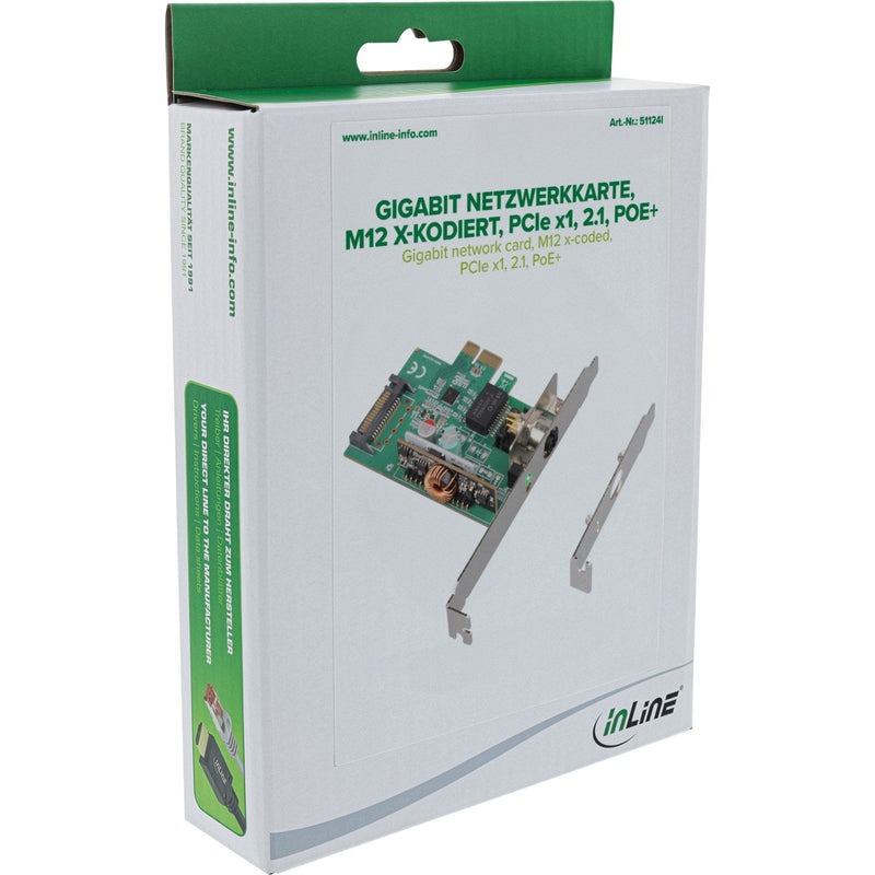 Inline Gigabit Network Card - M12 X-kodiert - PCIE X1 - 2.1 - PoE +