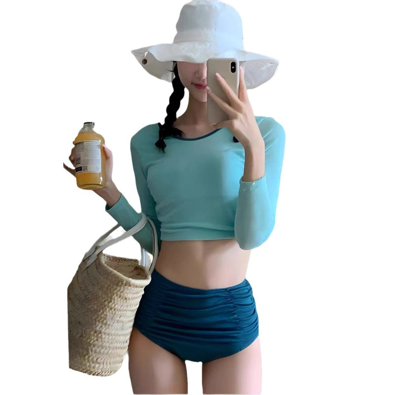 Create A Slimming  Sophisticated Look With This High-waisted  Long-sleeved Minimalist Swimsuit