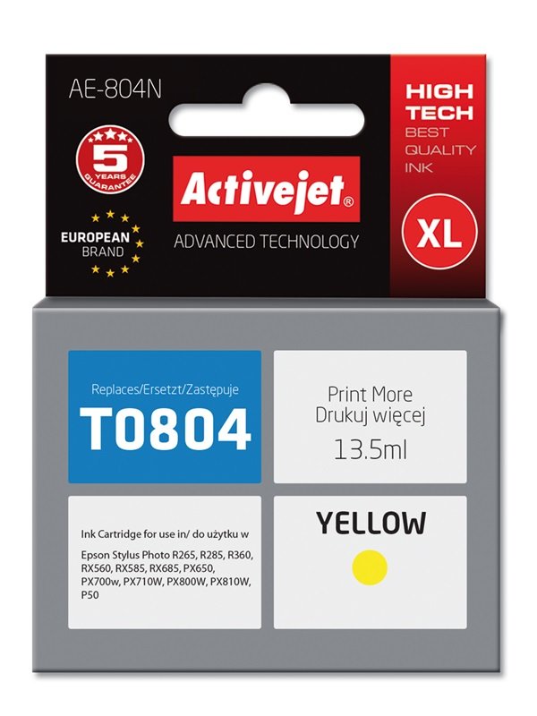 Activejet Ink AE-804N (reemplazo Epson T0804 - Supreme - 13,5ML - Yellow