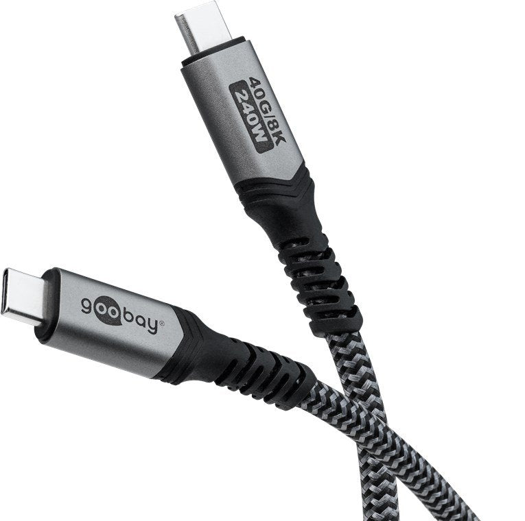 Goobay Cable USB4 Gen 3X2, Connector USB-C Connector Usb-c, 40 Gbit/S Black/Grey 1,8 Metres Pd, Charging With