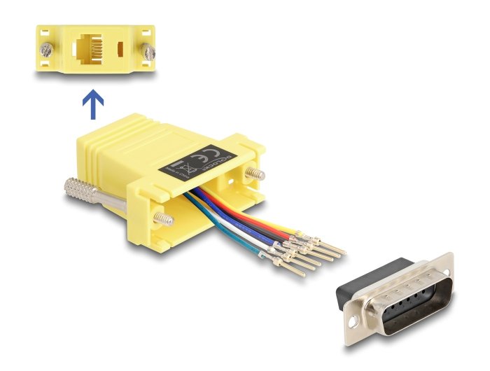 Delock D-sub 15 Pin Connector Male a RJ12 Connector Female Kit Assembly Yellow