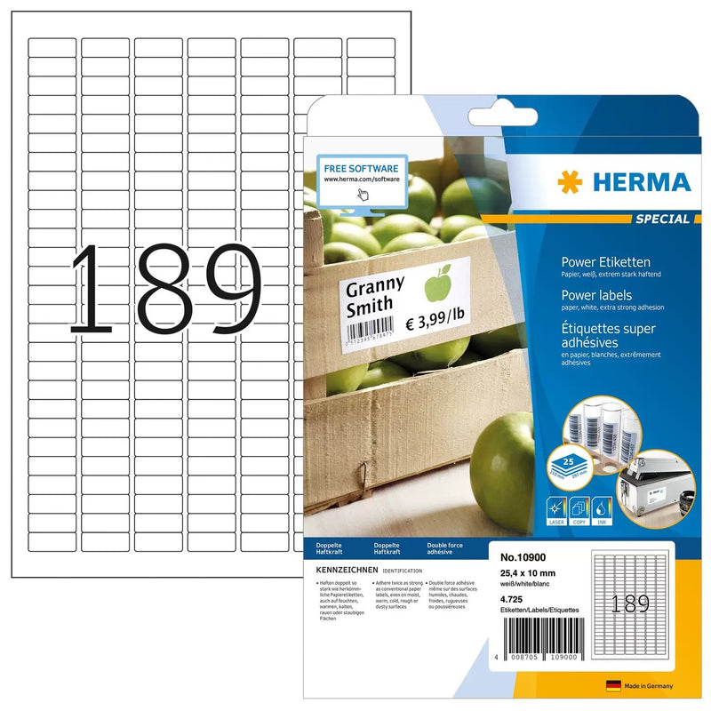 Herma Labels A4 White 25,4X10 Mm Extremadamente Adhesivas 4725 Units