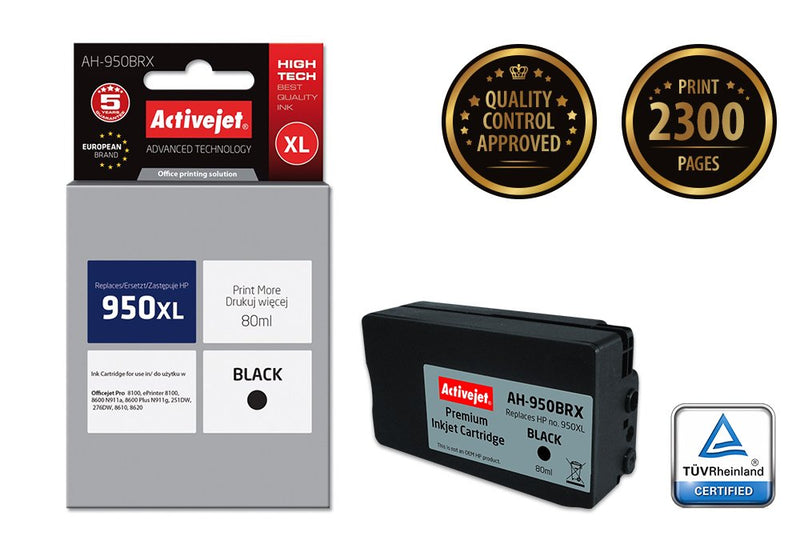 Activejet Ink Ah-950BRX (reemplazo HP 950XL CN045AE - Premium - 80ML - Black