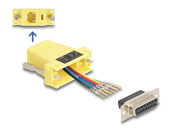 Delock D-sub 15 Pin Connector Female a RJ12 Connector Female Kit Assembly Yellow