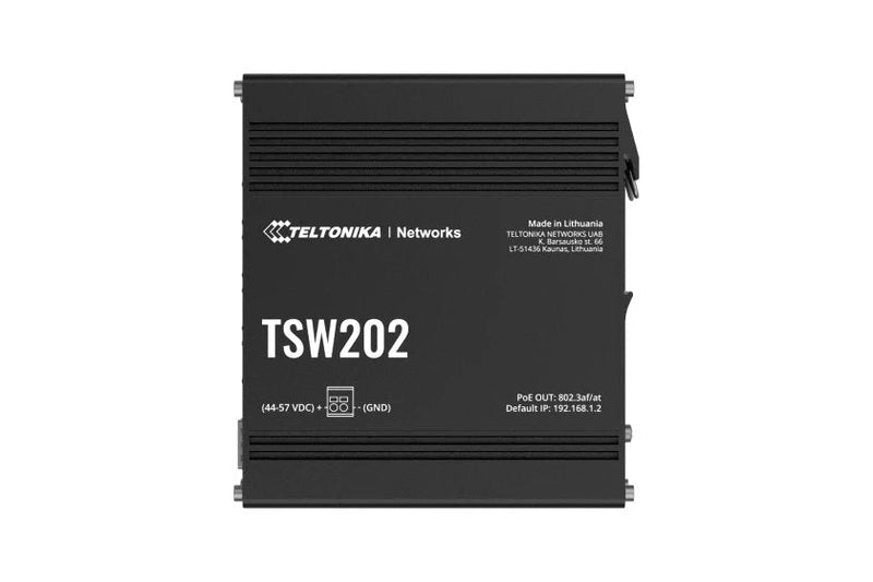 Teltonika · Switch · TSW202 · 8 Port Gigabit Indumrial Managed PoE + Switch, 2 Sfp