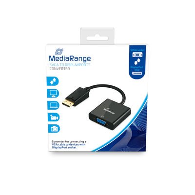 Mediarange MRCS173 Adapter Cable Vídeo 0,15M VGA (d-sub) DisplayPort Black — image 1