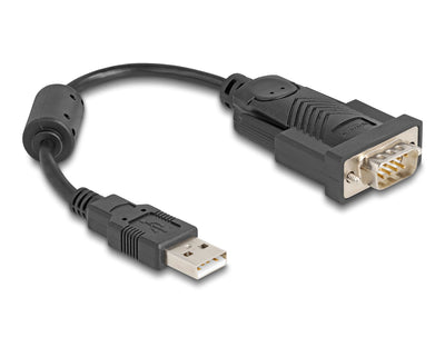 Delock Adapter USB 2.0 , USB-A Male Serie RS-232 Male Black Cable 25CM 64276 — image 1