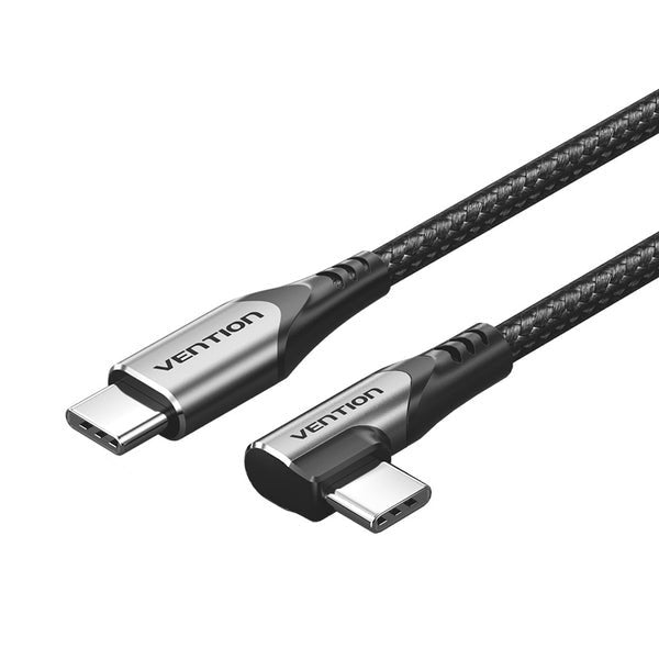 Vention USB 2.0 USB-C M-m Rightcabl Angle 3A Cable 1.5M Gray Aluminu
