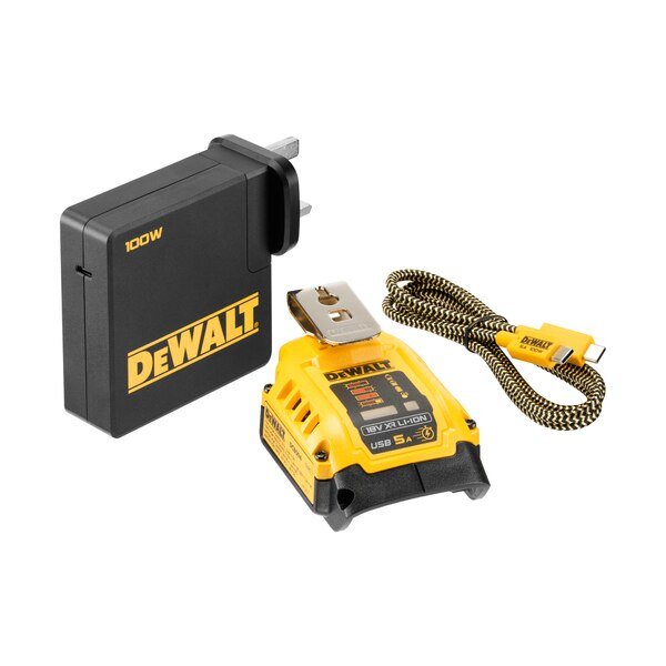 Dewalt Charger Combinado DCB094K, With Función Power Bank Black/Yellow Todas Batteries Xr Flexvolt 18 Voltios