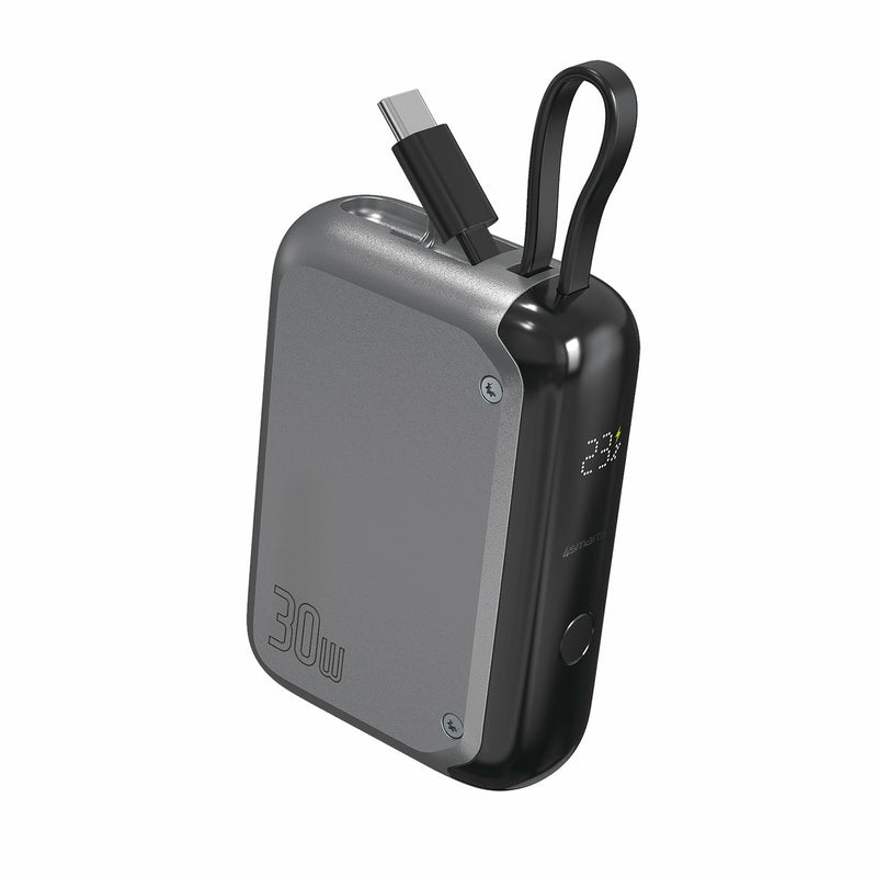 4SMARTS Powerbank Pocket 10000MAH 30W Z Wbudowanym Kablem USB-C Space Grey