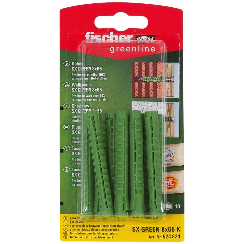 Fischer Mount Expansión Sx Green 8X65 K 524824 10 Pieces