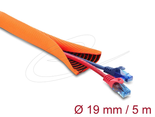 Delock Manguito Protector Cables With Black Verschleissanzeige Selbstschliessend Double Capa 5M X 19MM Orange — image 1