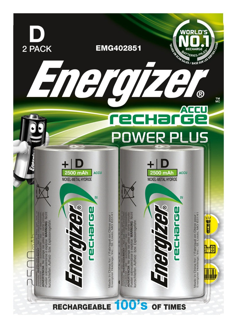 Energizer Power Plus Battery Rechargeable HR20 2500MAH BLISTER*2