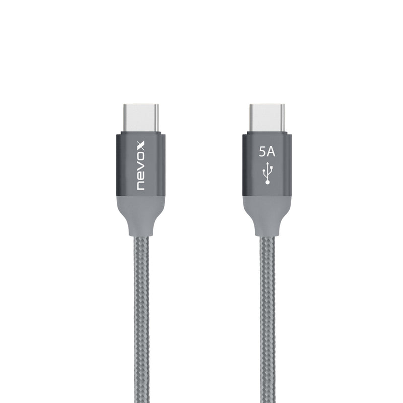 Nevox Cable USB 2.0, Connector USB-C Connector USB-C Grey 1 Tape Measure Pd, Charging With Up To 100 Watts 425