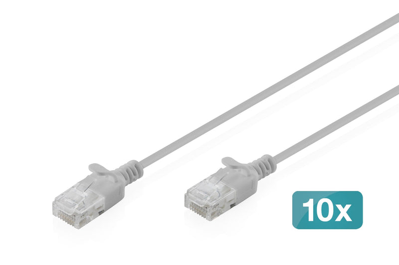CAT.6 U-UTP Slim Network Cable, 3M, Grey 10 Pcs