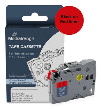 Mediarange Tape Labeller Brother TZ-421/TZE-421 9MM, 8M Red — image 1