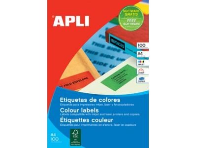 Apli Labels Adhesive Permanente 105,0 X 148,0MM Cantos Romos Yellow Fluorescent -20 Hojas- — image 1