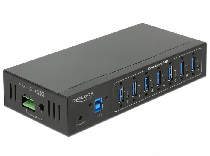 Delock External Industry Hub 7 X USB 3.0 Type a, USB Hub Black, With Protection Esd 15 Kv 63311