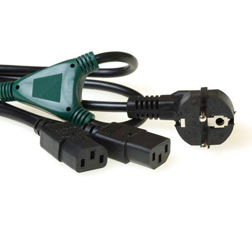 Powercord Split Cable Mains Connector CEE7 7 Male - 2 X C13 Splitting At: 1.20M