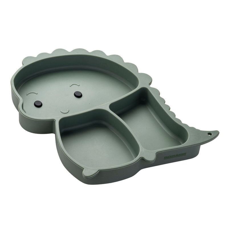 Plate With Forma Dino, Green Silicone With Ventosa
