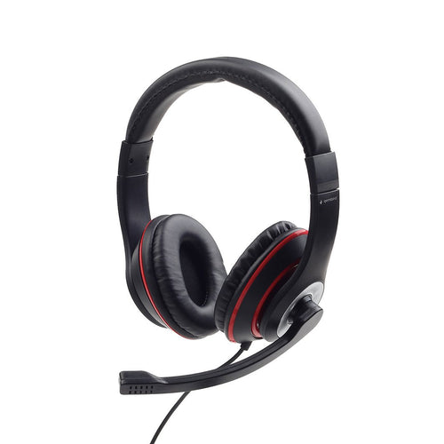 Gembird Headphones MHS-03-BKRD Mini Jack 4-PIN, 1.8M, Negro-rojo — image 1