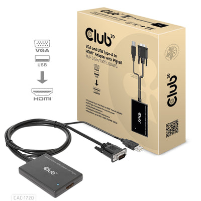CLUB3D Adapter VGA + USB-A HDMI 0,6M M/H Retail — image 1