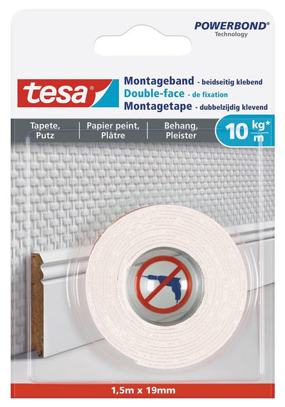 Tesa Line Assembly , 1,5M X 19MM, Paper Pintado And Yeso, Up To 10KG/M, White — image 1
