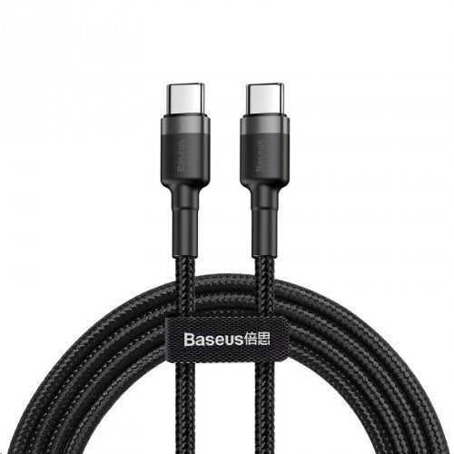 Baseus Type-c - Type-c Cafule Cable PD 2.0 60W, 3A, 2M, Black/ Gray (CATKLF-HG1) — image 1