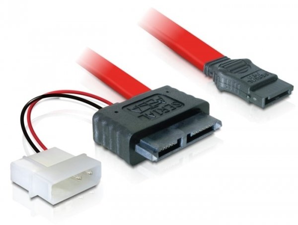 Delock Cable Slim SATA Female SATA 7 Pin + 2 Pin Strom Male 30CM