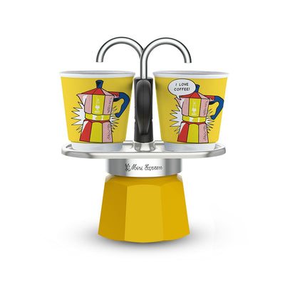 Bialetti Coffee Machine Mini Express Lichtenstein Italiana Silver Yellow — image 1