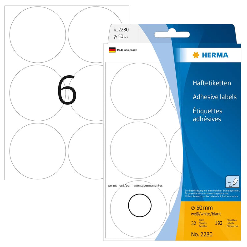 Herma Labels Multiusos Paper Round White 50MM 192 Pieces