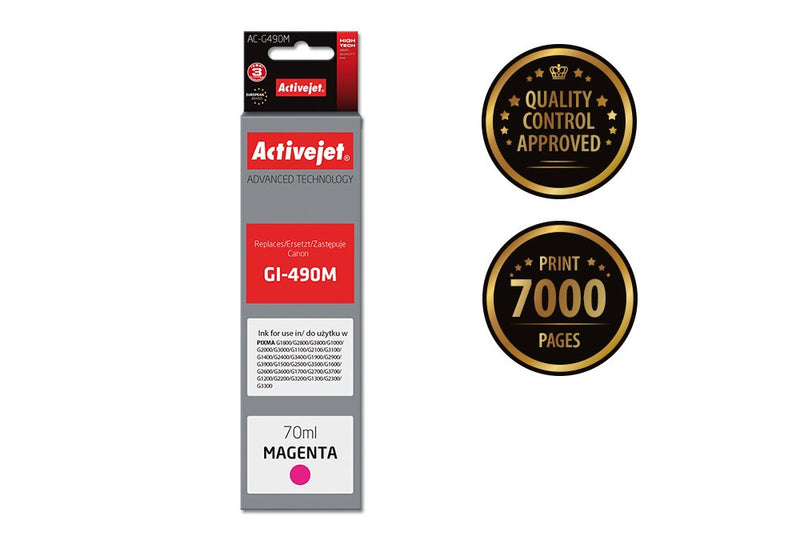 Activejet Ink AC-G490M (reemplazo Canon GI-490M - Supreme - 70ML - Magenta